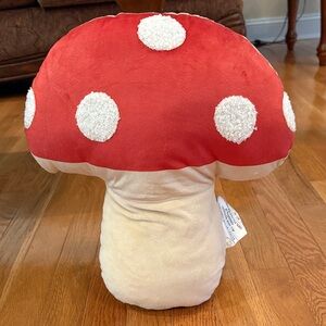 Whimsical Red and Cream Mushroom Pillow